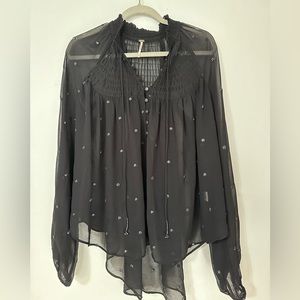 Free People black chiffon tunic with silver details. Medium